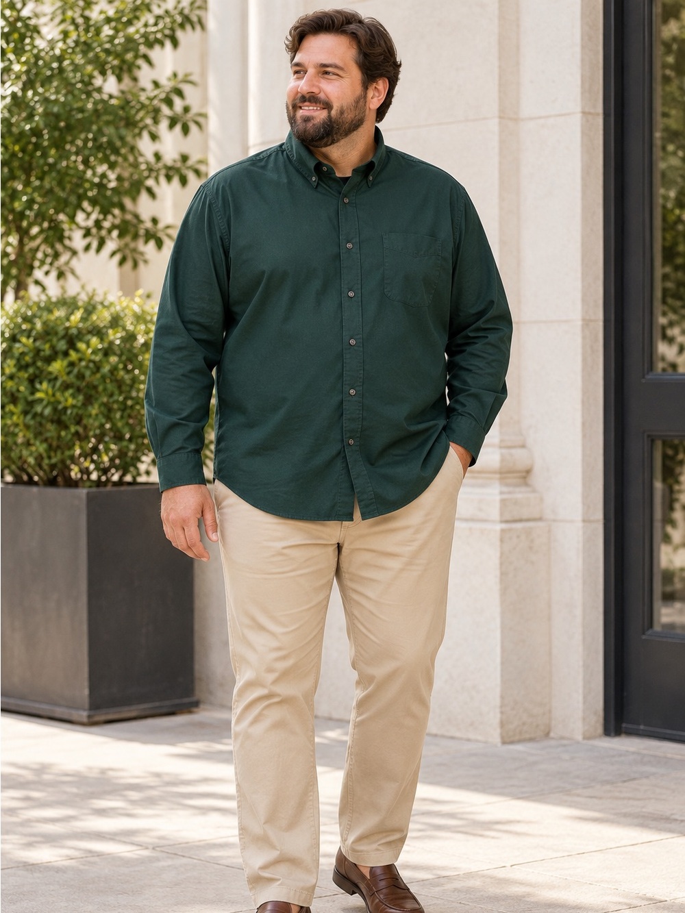 Old Navy Men's Dark Green Button-Down Casual Shirt